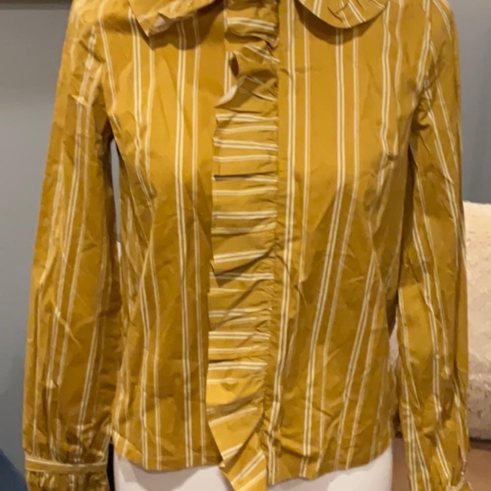 Free People X Just Female Giva Striped Button Down Shirt NWT Sz XS PTP 18 $140 - Picture 4 of 11